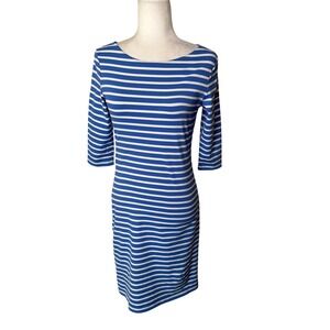 Saint James Dress Blue White Stripe Propriano Nautical Sz 6 Preppy Stretch